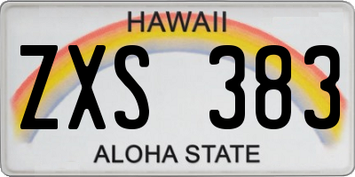 HI license plate ZXS383