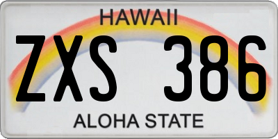 HI license plate ZXS386