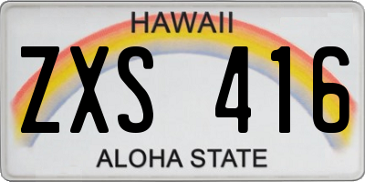 HI license plate ZXS416