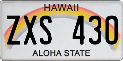 HI license plate ZXS430