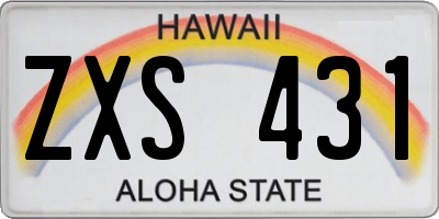 HI license plate ZXS431