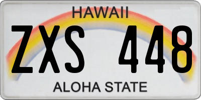 HI license plate ZXS448