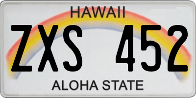 HI license plate ZXS452