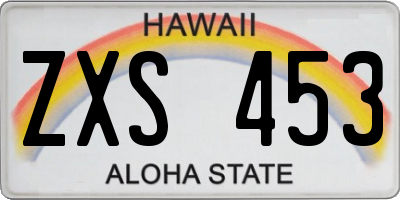 HI license plate ZXS453