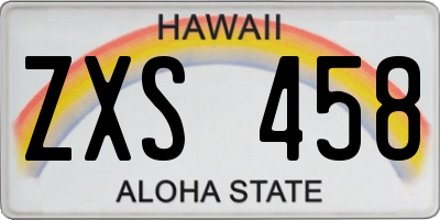 HI license plate ZXS458