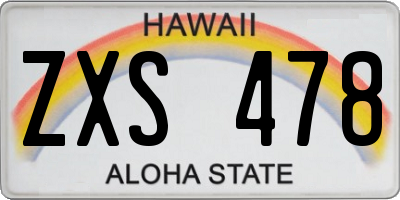 HI license plate ZXS478