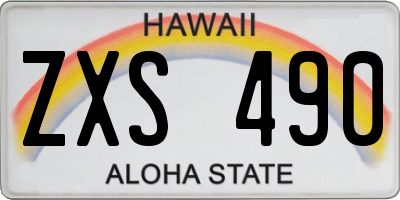 HI license plate ZXS490