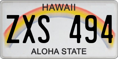 HI license plate ZXS494