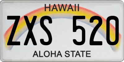 HI license plate ZXS520