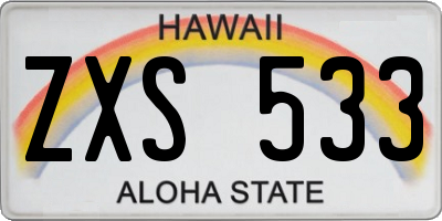 HI license plate ZXS533