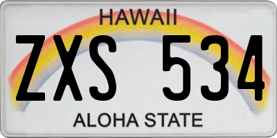 HI license plate ZXS534