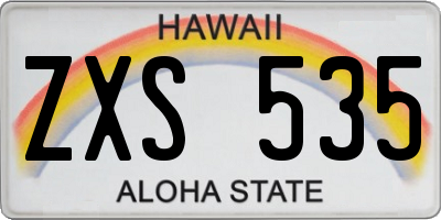 HI license plate ZXS535