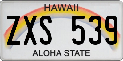 HI license plate ZXS539