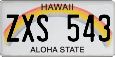 HI license plate ZXS543