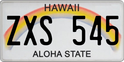 HI license plate ZXS545