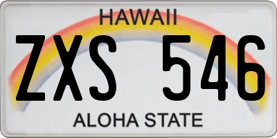 HI license plate ZXS546