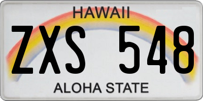 HI license plate ZXS548