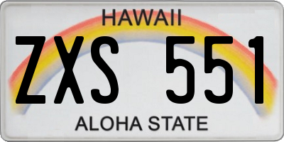 HI license plate ZXS551