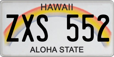 HI license plate ZXS552