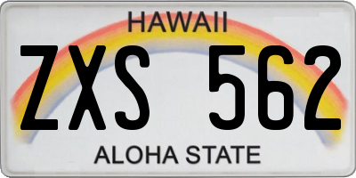 HI license plate ZXS562