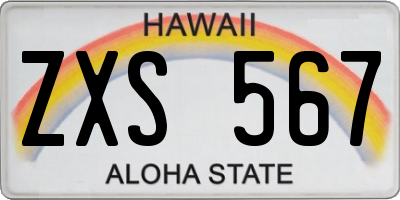 HI license plate ZXS567