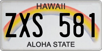 HI license plate ZXS581