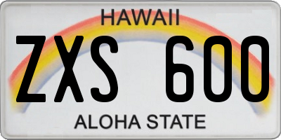 HI license plate ZXS600