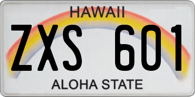 HI license plate ZXS601