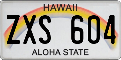 HI license plate ZXS604