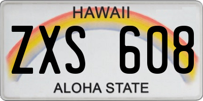 HI license plate ZXS608