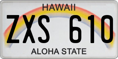 HI license plate ZXS610