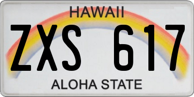 HI license plate ZXS617