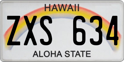 HI license plate ZXS634