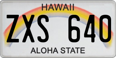 HI license plate ZXS640