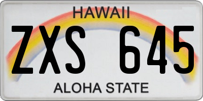 HI license plate ZXS645