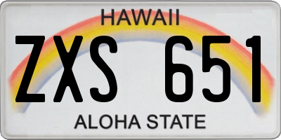 HI license plate ZXS651