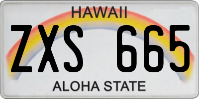 HI license plate ZXS665