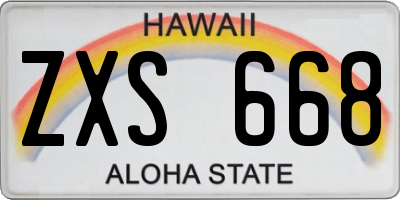 HI license plate ZXS668