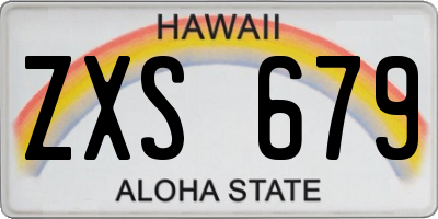 HI license plate ZXS679