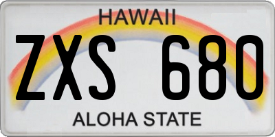 HI license plate ZXS680