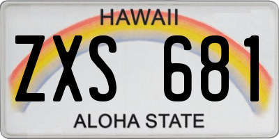HI license plate ZXS681