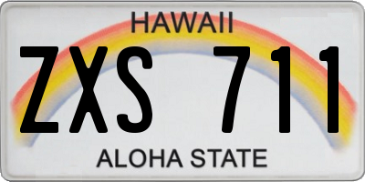 HI license plate ZXS711