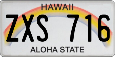 HI license plate ZXS716