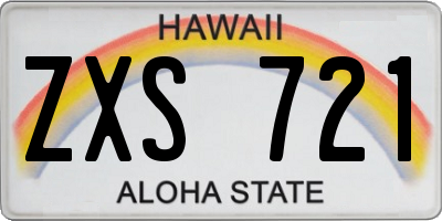 HI license plate ZXS721