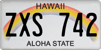 HI license plate ZXS742