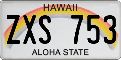HI license plate ZXS753