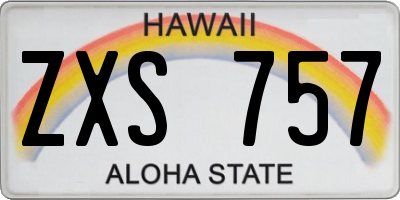 HI license plate ZXS757