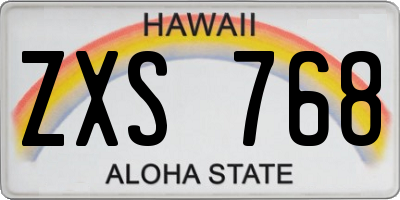 HI license plate ZXS768