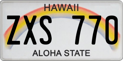 HI license plate ZXS770