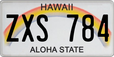 HI license plate ZXS784